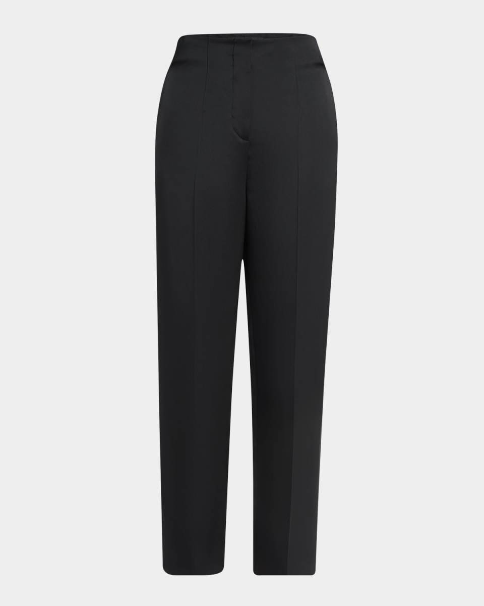 Straight Leg Silk Satin Trousers